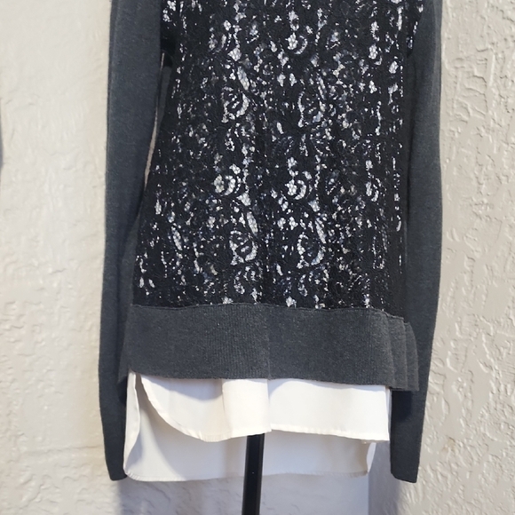 SIMPLY VERA VERAWANG Women Tunic Top Knit Lace Crewneck - Picture 5 of 5